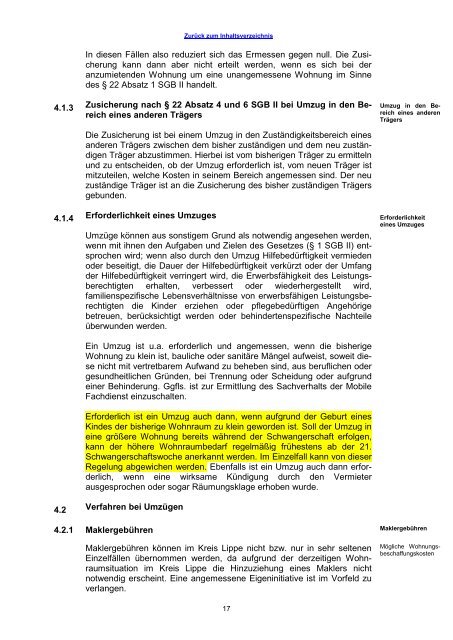 Kosten für Unterkunft und Heizung gemäß § 22 ... - Jobcenter Lippe