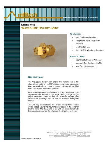 Series WRJ WAVEGUIDE ROTARY JOINT - Millitech