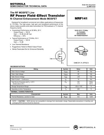 RF Power Field-Effect Transistor MRF141 - Ok2kkw.com