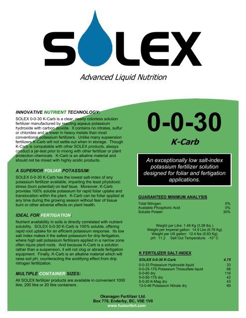 SOLEX Spec Sheets.pub - Fusion Fertilizer