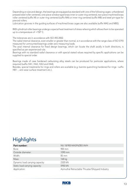 BEARINGS PRODUCTION RANGE