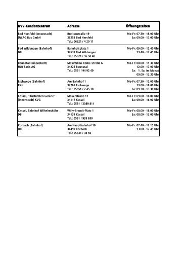 NVV-Kundenzentrum Adresse Öffnungszeiten - KVG