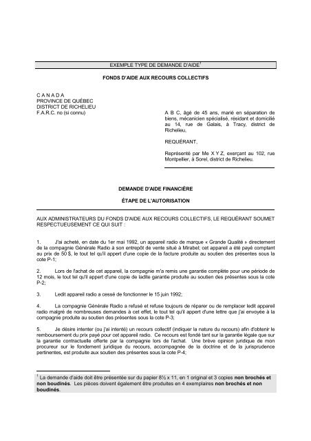 Exemple Type De Demande D Aide1 Fonds D Aide Aux Recours