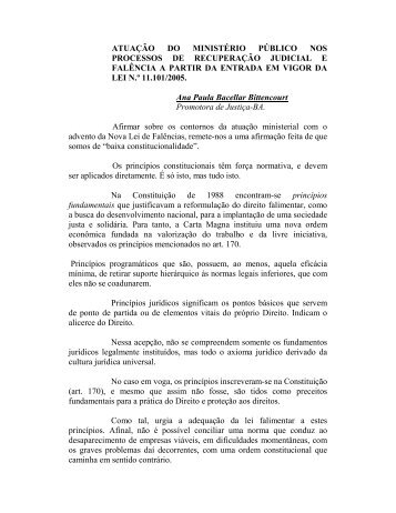 atuaÃ§Ã£o do ministÃ©rio pÃºblico nos processos de recuperaÃ§Ã£o ...