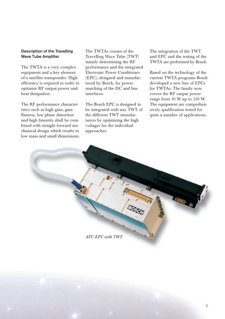 Travelling Wave Tube Amplifiers (TWTAs) for Space Applications