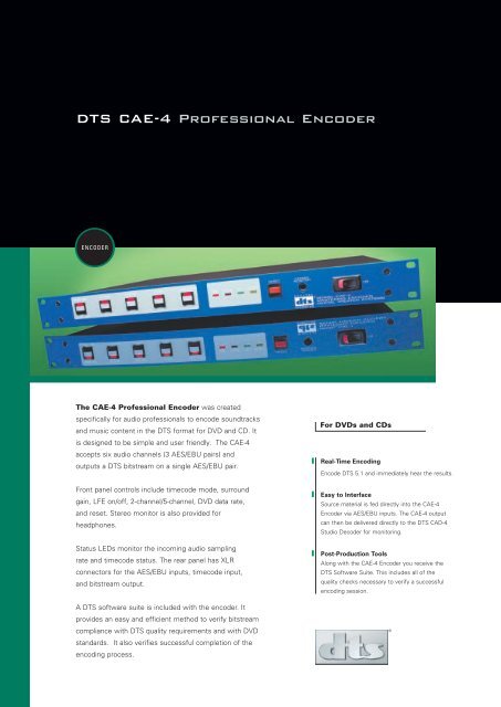 DTS CAE-4 Professional Encoder - Audio Rents