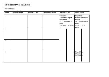 Year 11 Mock GCSE Timetable 2012