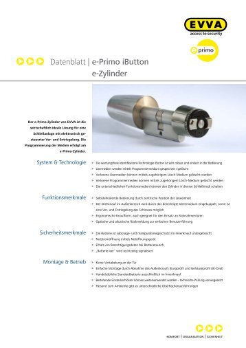Datenblatt | e-Primo iButton e-Zylinder - Beweng.lu