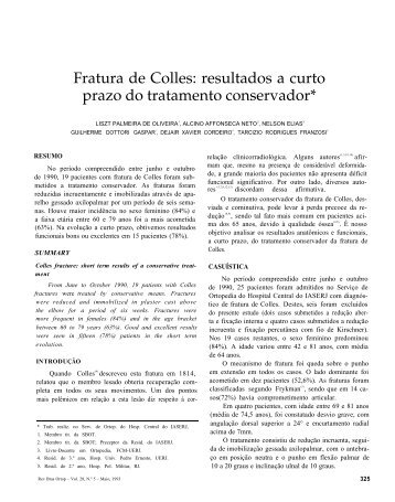 Fratura de Colles: resultados a curto prazo do tratamento conservador