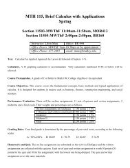 MTH 115, Brief Calculus with Applications Spring - Bradley Bradley