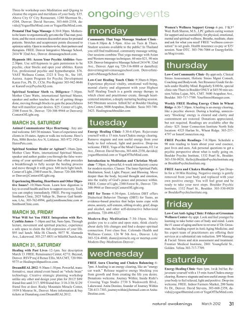 calendarofevents - MileHighNaturalAwakenings.com