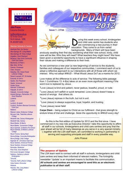 Update Issue 1 - 2 February 2012.pdf - Lutheran Schools Association