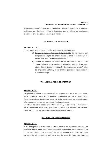 Licitacion Publica NÂº 24 -ULP-2013 FE DE ERRATAS