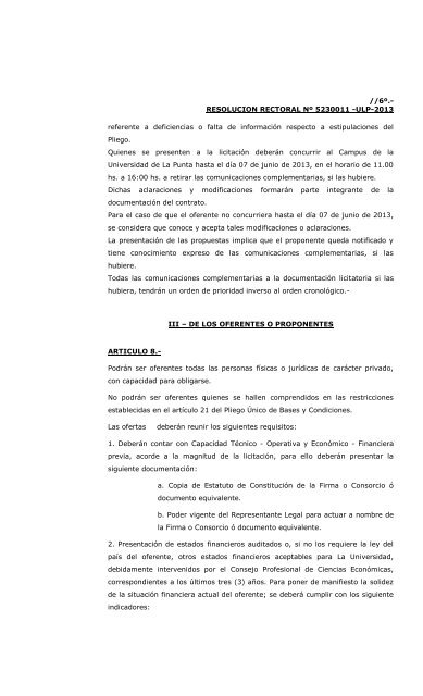 Licitacion Publica NÂº 24 -ULP-2013 FE DE ERRATAS