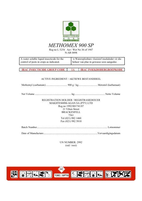 METHOMEX 900 SP - Makhteshim-Agan SA (Pty) Ltd