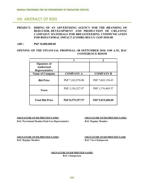 Procedure for the procurement of consulting service - DOH