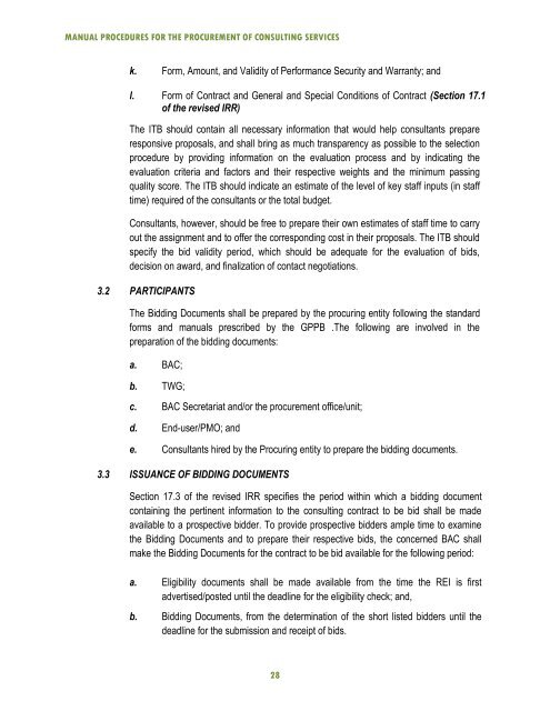 Procedure for the procurement of consulting service - DOH