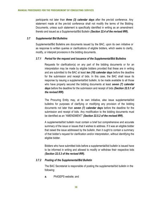 Procedure for the procurement of consulting service - DOH