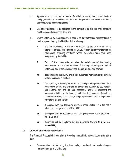 Procedure for the procurement of consulting service - DOH