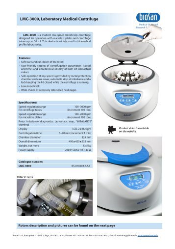 LMC-3000, Laboratory Medical Centrifuge