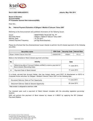 Interest Payment Schedule of Obligasi I Mobile-8 Tel - KSEI