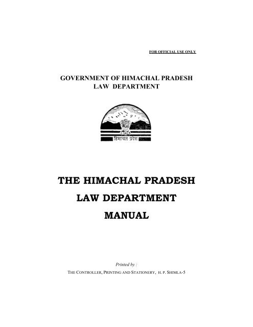 the himachal pradesh law department manual - Government of ...