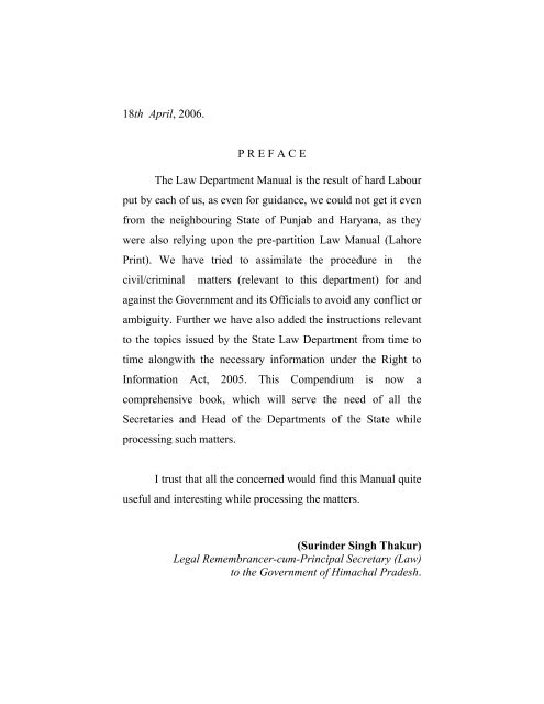 the himachal pradesh law department manual - Government of ...