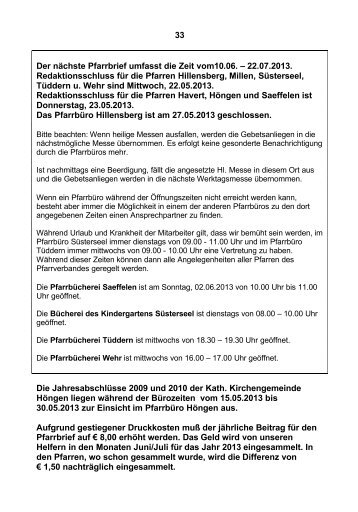 33 Der nächste Pfarrbrief umfasst die Zeit vom10.06. – 22.07.2013 ...