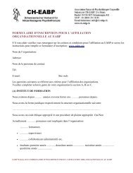 formulaire d'inscription pour l'affiliation organisationnelle au eabp