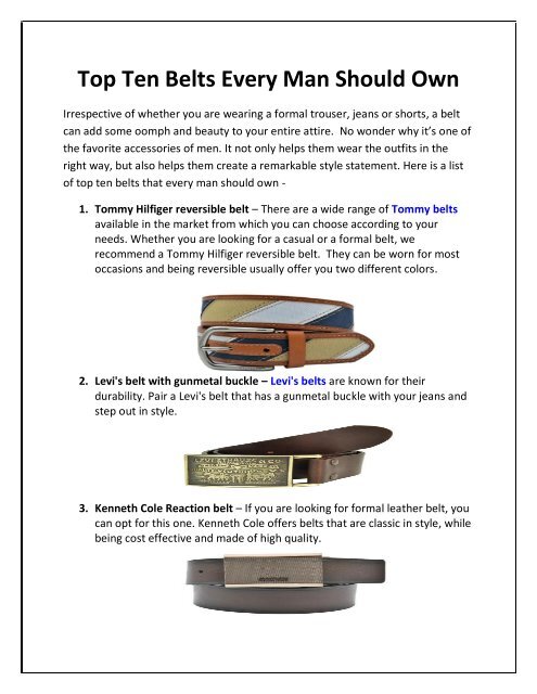 belts every man should own