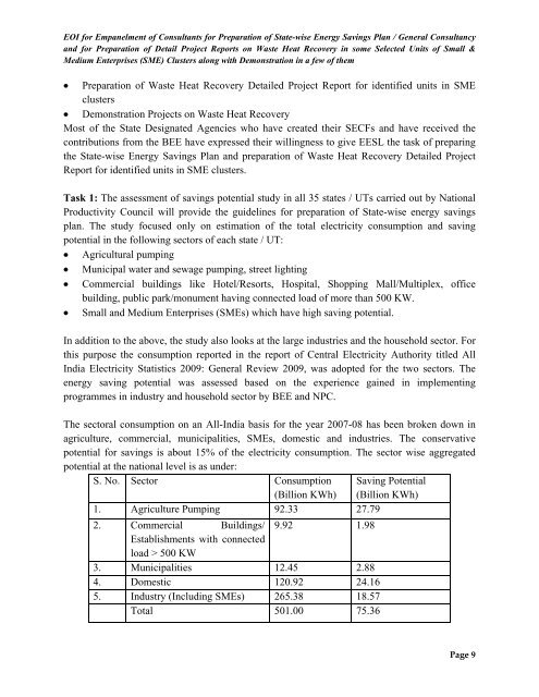 EOI for Empanelment of Consultants for Preparation of State-wise ...