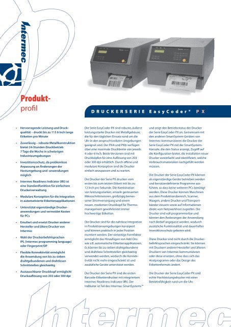 Intermec EasyCoder PX4 Datenblatt - Adc-distribution.de