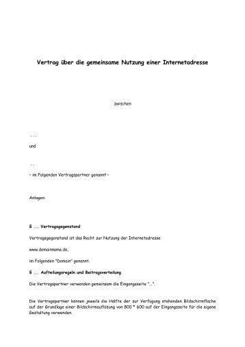 Vertrag Ã¼ber die gemeinsame Nutzung einer ... - Kanzlei-roth.de