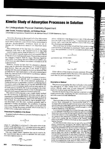 Kinetic study of Adsorption processes in solution