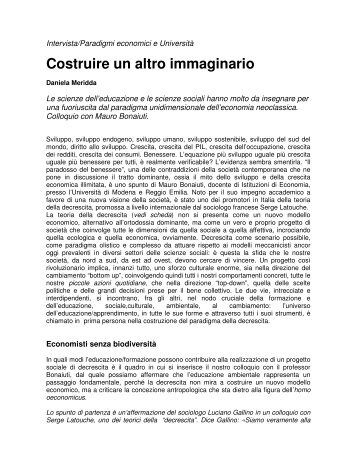 Costruire un altro immaginario. Intervista a Mauro Bonaiuti, docente ...