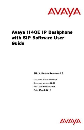 Avaya 1140E IP Deskphone with SIP Software User Guide