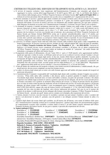 Modulo richiesta servizio trasporto scolastico 2013- 2014 Scuolka ...