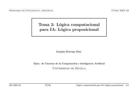 Tema 2: LÃ³gica computacional para IA: LÃ³gica proposicional