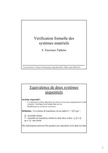 VÃ©rification formelle des systÃ¨mes matÃ©riels Equivalence de ... - SoC