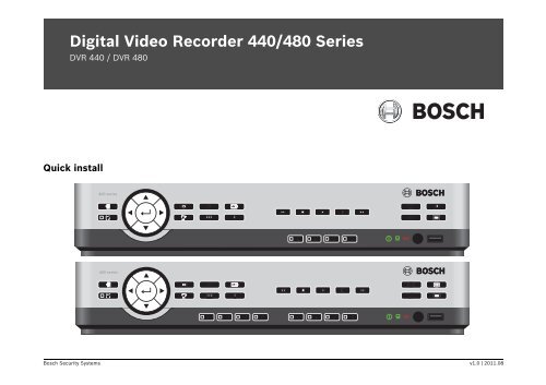 Digital Video Recorder 440 480 Series Bosch Security Systems