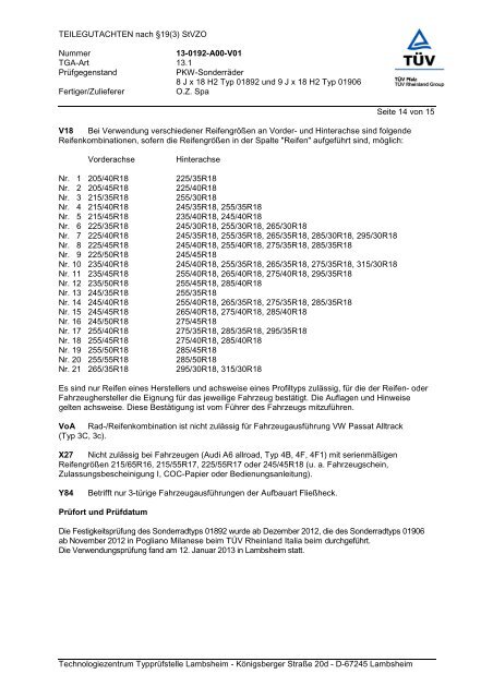 TEILEGUTACHTEN nach Â§19(3) StVZO Nummer 13-0192-A00-V01 ...