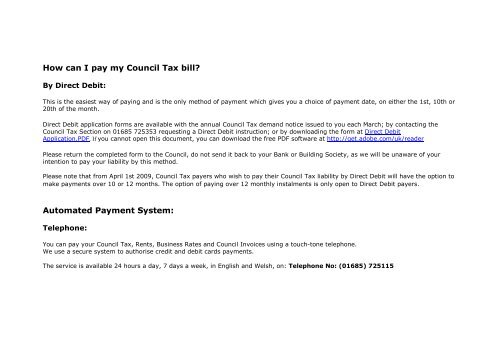 What Months Do You Pay Council Tax By Direct Debit