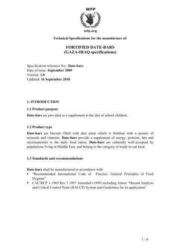 FORTIFIED DATE-BARS (GAZA-IRAQ specifications)