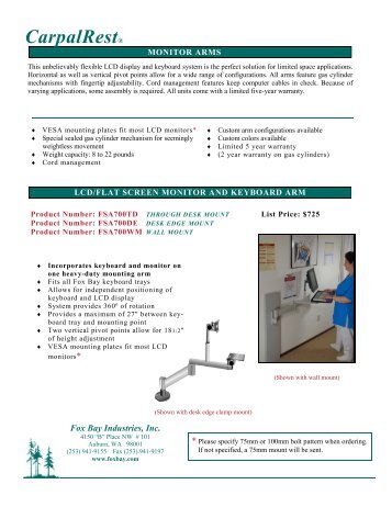 FSA300 Monitor Arm Brochure - Ergoware