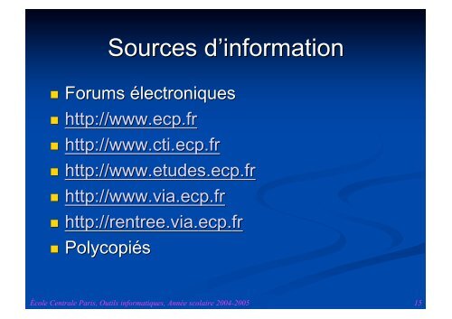 Les outils informatiques Ã  l'ECP - VIA Centrale RÃ©seaux