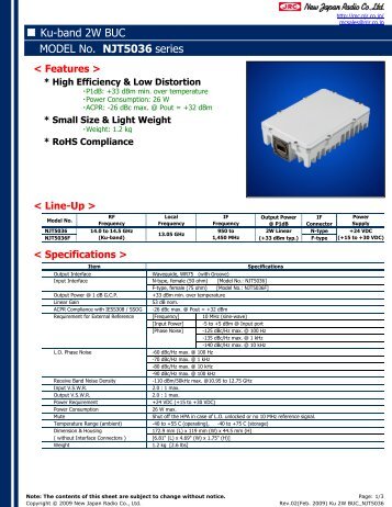 Ku-band 2W BUC MODEL No. NJT5036 series - telecomnetworks