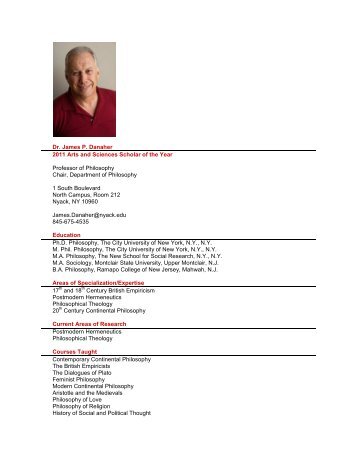 Dr. James P. Danaher 2011 Arts and Sciences ... - Nyack College