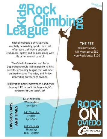 rock climbing league flyer - City of Oviedo