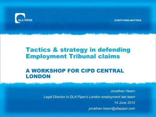 Tactics in Employment Tribunal Litigation A WORKSHOP ... - CIPD