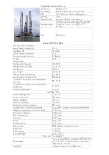 Baker Marine Pacific Class 375 - COSL Drilling Europe AS